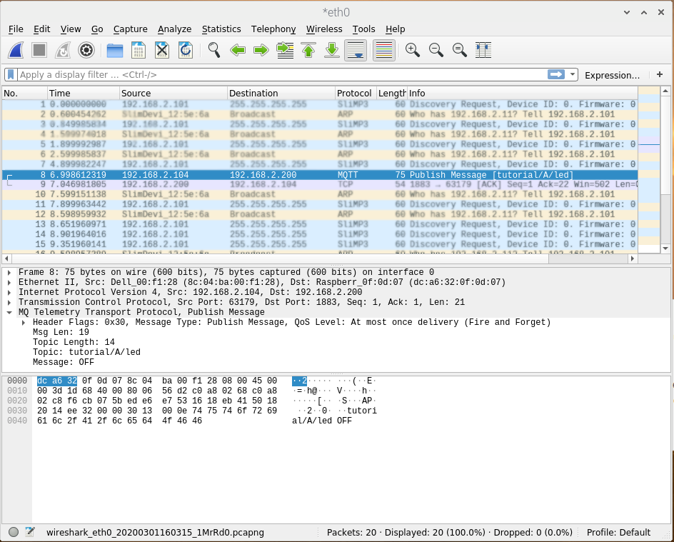 wireshark publish qos 0